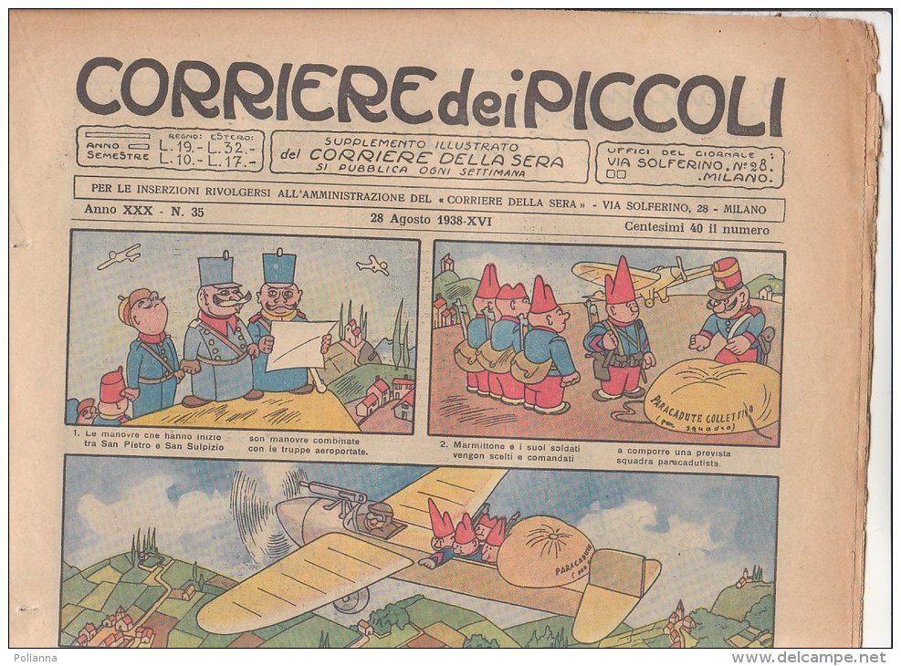 RA#32#05 CORRIERE DEI PICCOLI 28 Agosto 1938/Illustrazioni ANGOLETTA/SULLIVAN/PROPAG ANDA ARRIGONI/IL PICCOLO AJACE - Corriere Dei Piccoli