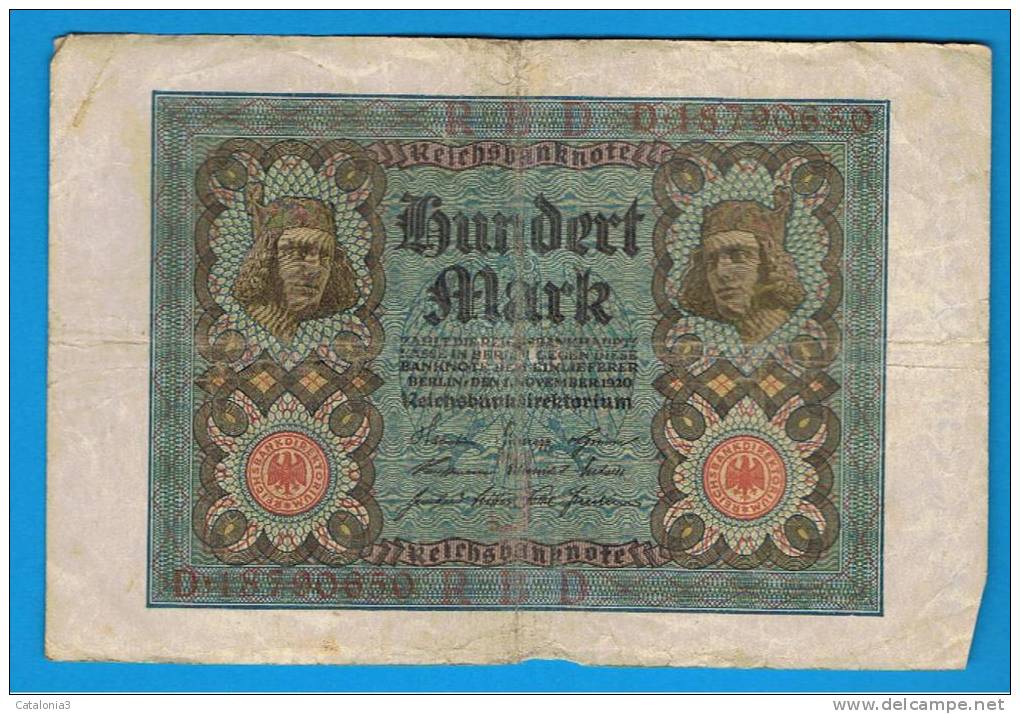 ALEMANIA - GERMANY -  100 Mark  1920 MBC-  P-69 - Administración De La Deuda