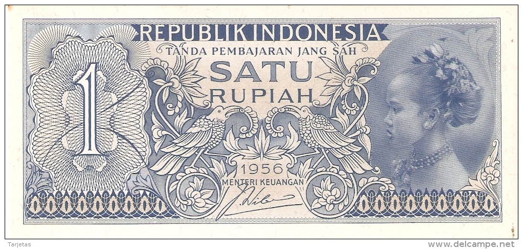 BILLETE DE INDONESIA DE 1 RUPIAH AÑO 1956   (BANKNOTE) SIN CIRCULAR-UNCIRCULATED - Indonésie