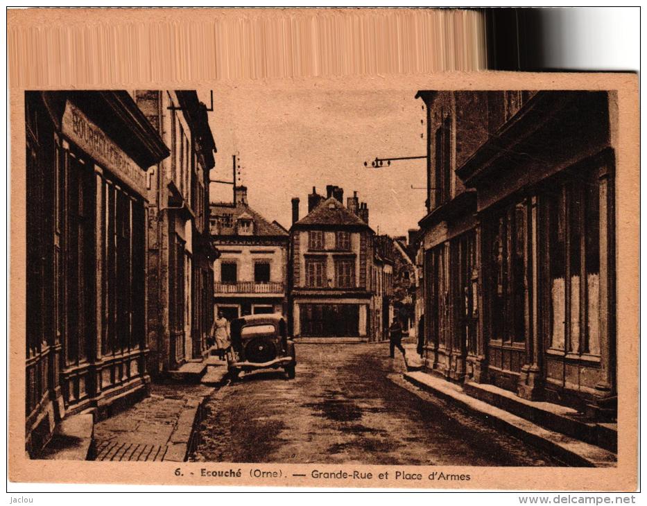 ECOUCHE ,GRANDE RUE ET PLACE D'ARMES ,BOURRELLERIE,SELLIER ,AUTO ,PERSONNAGES   REF 34412 - Ecouche