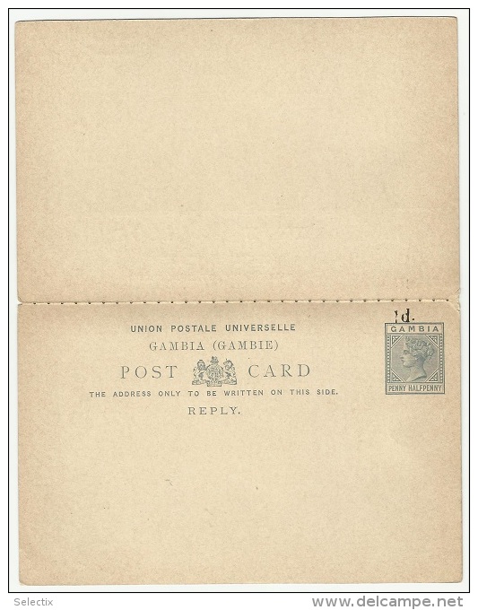 Gambia 1890 Overprinted Postcard With Reply - Gambie (...-1964)