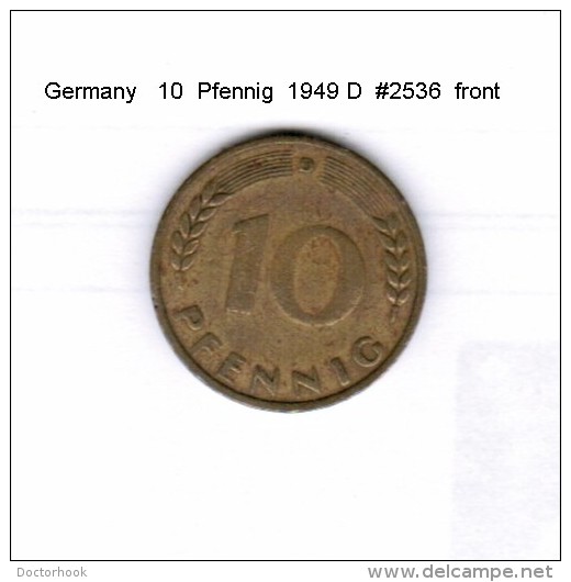 GERMANY    10  PFENNIG  1949 D   (KM # 103) - 10 Pfennig