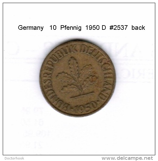 GERMANY    10  PFENNIG  1950 D   (KM # 108) - 10 Pfennig