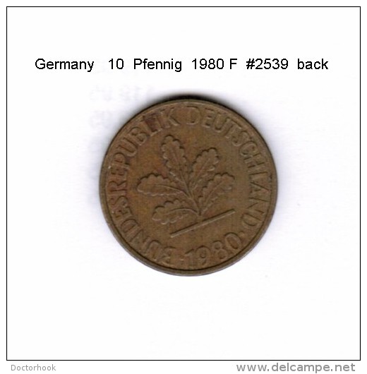 GERMANY    10  PFENNIG  1980 F   (KM # 108) - 10 Pfennig