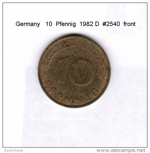GERMANY    10  PFENNIG  1982 D   (KM # 108) - 10 Pfennig