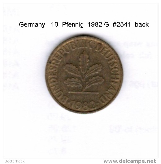 GERMANY    10  PFENNIG  1982 G   (KM # 108) - 10 Pfennig