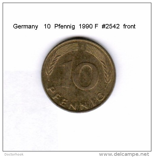 GERMANY    10  PFENNIG  1990 F   (KM # 108) - 10 Pfennig