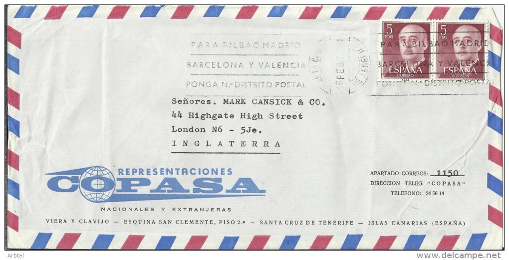 SANTA CRUZ TENERIFE CC SELLOS BASICA FRANCO - Cartas & Documentos