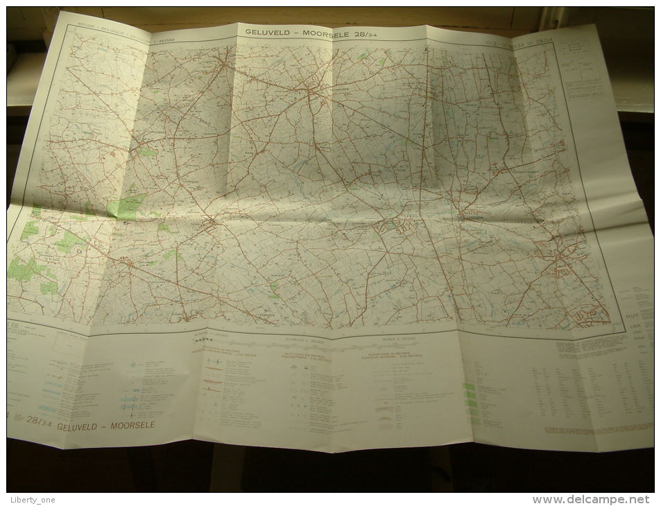 Belgie Topografische Kaart GELUVELD - MOORSELE 28/ 3-4  1/25.000 ! - Europe