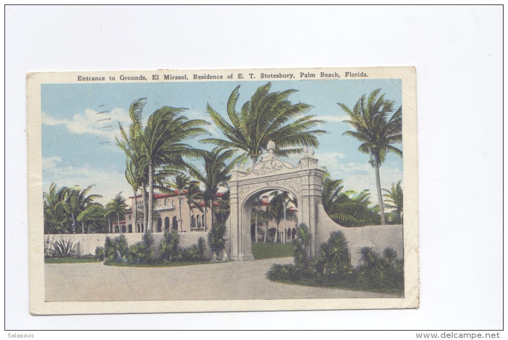 ENTRANCE TO GROUNDS EL MIRASOL RESIDENCE OF E.T. STOTESBURY PALM BEACH FLORIDA  1926      2 SCANS - Palm Beach