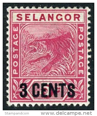 Malaya - Selangor #28 Mint Hinged 3c Surcharge From 1894 - Selangor
