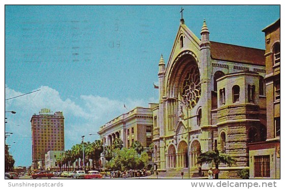 Florida Tampa Florida Avenue Looking North Showing The Sacred Heart Catholic Church In The Foreground 1959 - Tampa