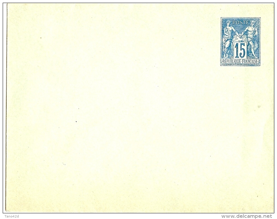 LSAU3 - EP ENVELOPPE SAGE 15c PAPIER VERT BLEU DATE  809 NEUVE PATTE PARTIELLEMENT COLLEE - Enveloppes Types Et TSC (avant 1995)