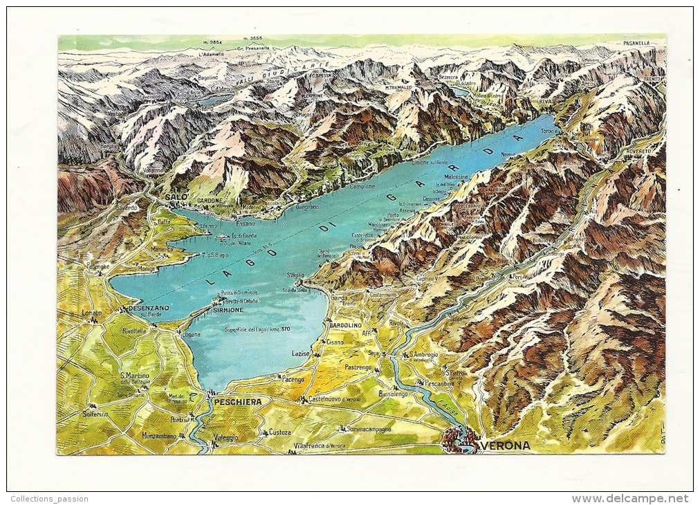 Cp, Carte Géographique, Lac De Garde (Italie) - Landkarten