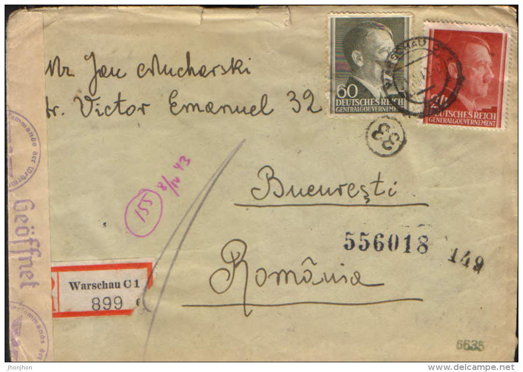 Germany-General Gouvernement,letter Circulated In 1940,double Censored (German And Romanian), For Romania-3 /scans - Besetzungen 1938-45