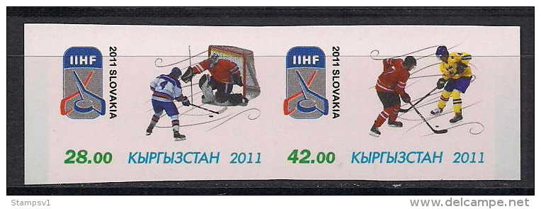 Kyrgyzstan. 2011 Ice Hockey World Championship. Slovakia. Streep Of 2v IMPERFORATED - Kirghizistan