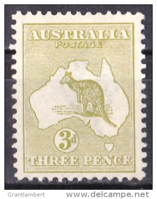 Australia 1913 Kangaroo 3d Olive 1st Wmk MH - Nuevos