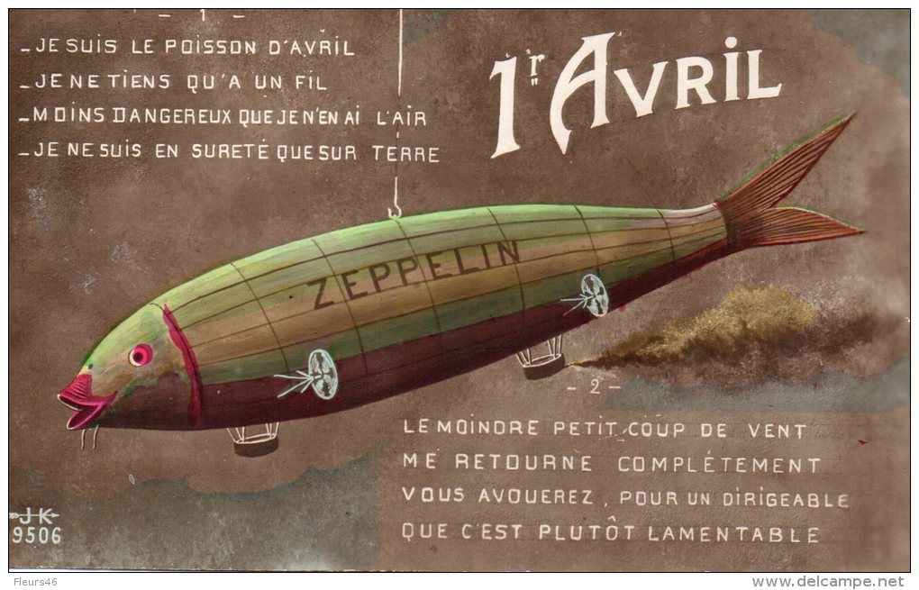 Illustrée HUMOUR GUERRE 14-18 : Le Zeppelin Du 1° Avril - Humour