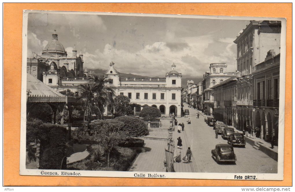 Calle Bolivar Cars Cuenca Ecuador Old Real Photo Postcard - Ecuador