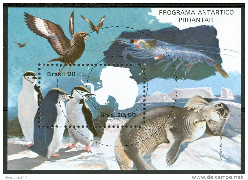 1990 Brasile Fauna Animali Animals Animaux Artico Artique Artic Block MNH** Fo29 - Blocs-feuillets