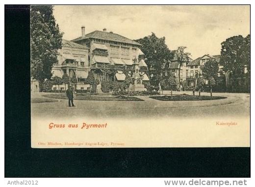 Litho Gruß Aus Pyrmont Um 1905 Kaiserplatz Mann Otto München - Bad Pyrmont