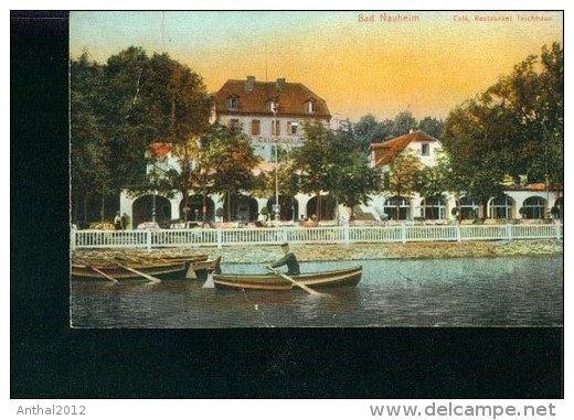 Litho Bad Nauheim 20.5.1908 Cafe Restaurant Teichhaus Ruderboot C. Ahrens - Bad Nauheim