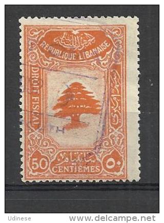 LEBANON 1932 - FISCAL STAMP 50 - USED OBLITERE GESTEMPELT USADO - RARE - Timbres-taxe