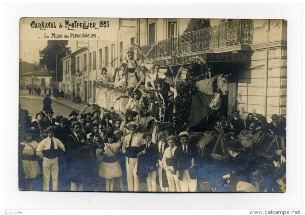 CARTE PHOTO   CAFÉ-BAR ( L-GARREL ) 34 HERAULT MONTPELLIER CARNAVAL DE MONTPELLIER 1923 - Montpellier