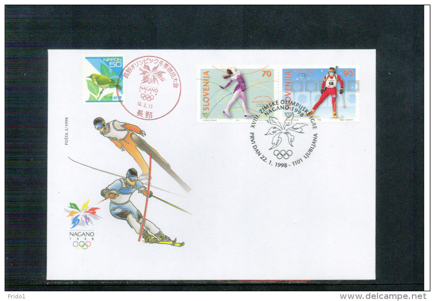 Slowenien / Slovenia 1998 Nagano Olympic Games FDC With Nagano Olympic Games Postmark - Winter 1998: Nagano