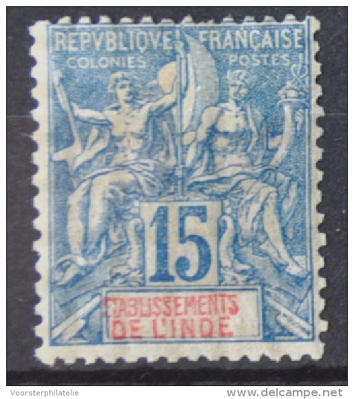 P 282 ++ ETABLISSEMENT L'INDE 1892  HINGED * - Unused Stamps