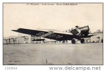 Cie ALLEMANDE  -  Avion Junkers  -  Service PARIS - BERLIN . - Altri & Non Classificati