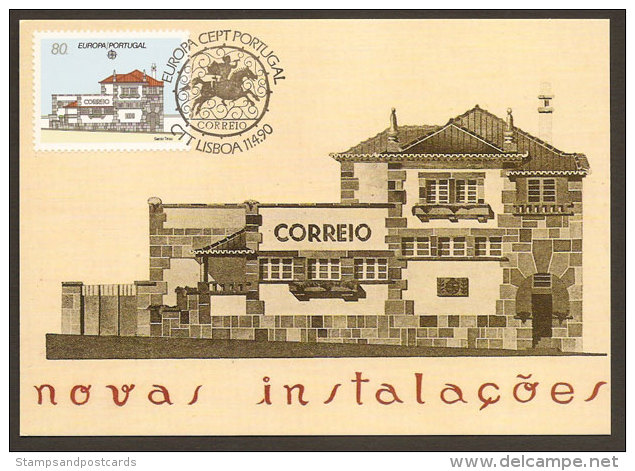 Portugal Europa CEPT 1990 Bureau De Poste Santo Tirso Carte Premier Jour Portugal Europa CEPT Post Office First Day Card - Cartes-maximum (CM)