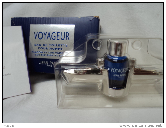 PATOU  " VOYAGEUR" MINI EDT 5 ML  FLACON & SON VAISSEAU !! SUPERBE !!  VOIR & LIRE !! - Miniatures Men's Fragrances (in Box)