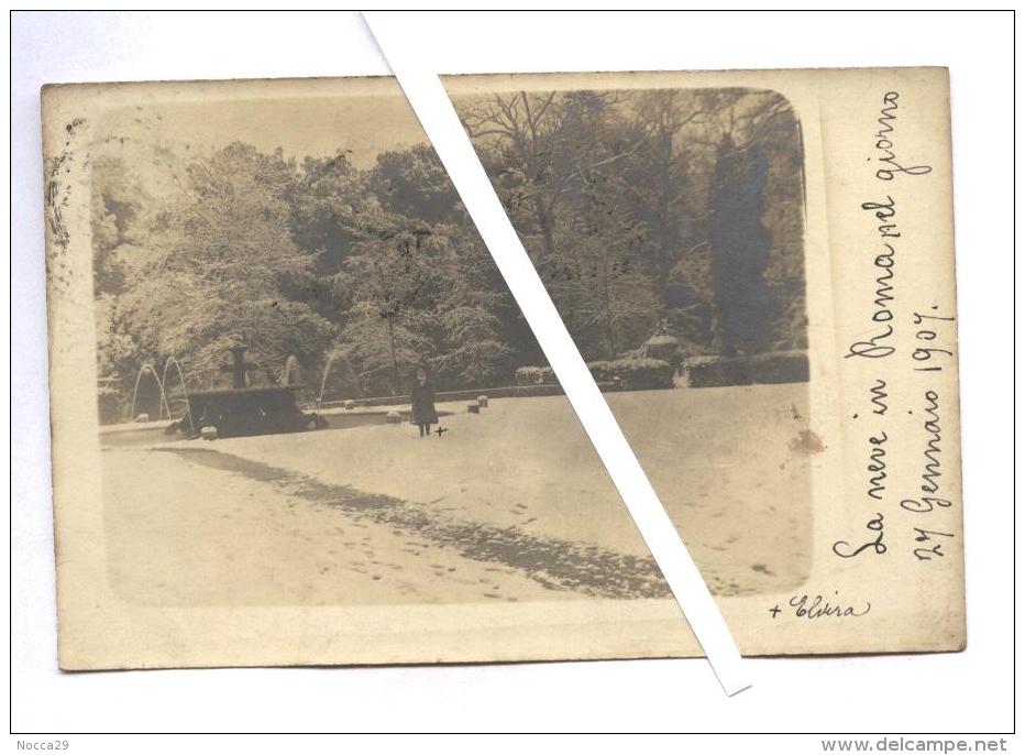 ROMA  - VILLA BORGHESE - LA NEVICATA DEL 1907 - FOTOCARTOLINA ANIMATA UNICA!!!!!!! - Parcs & Jardins