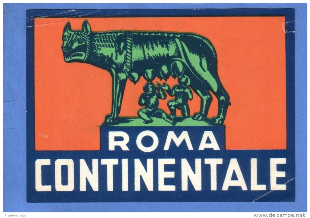 VINTAGE LUGGAGE LABEL ** ANCIENNE ETIQUETTE HOTEL  DE BAGAGE  ** ROMA ROME CONTINENTALE - Etiquettes D'hotels