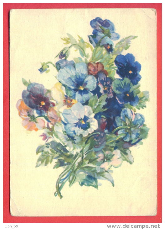 132941 /  Flora Flore 1956 Flower Fleur Blüte Viola Tricolor Heartsease By Hvostenko / Stationery  Russia Russie - 1950-59