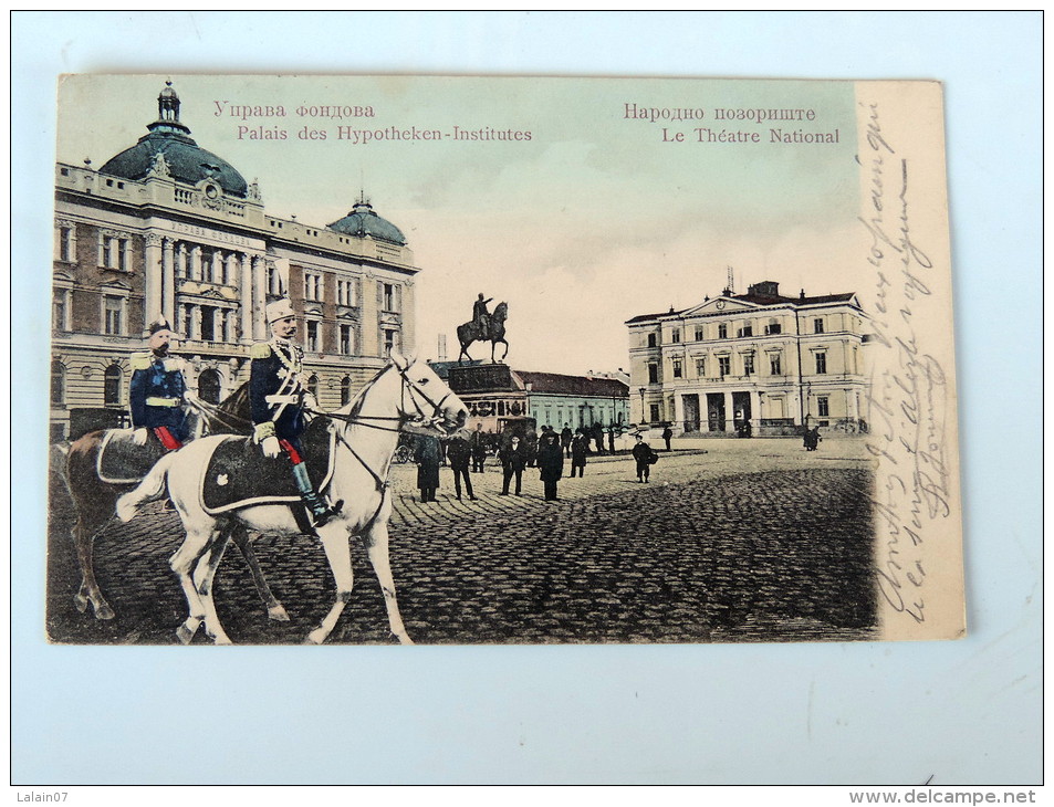 Carte Postale Ancienne : Palais Des Hypotheken-Institutes , Le Théatre National , Timbre - Serbia