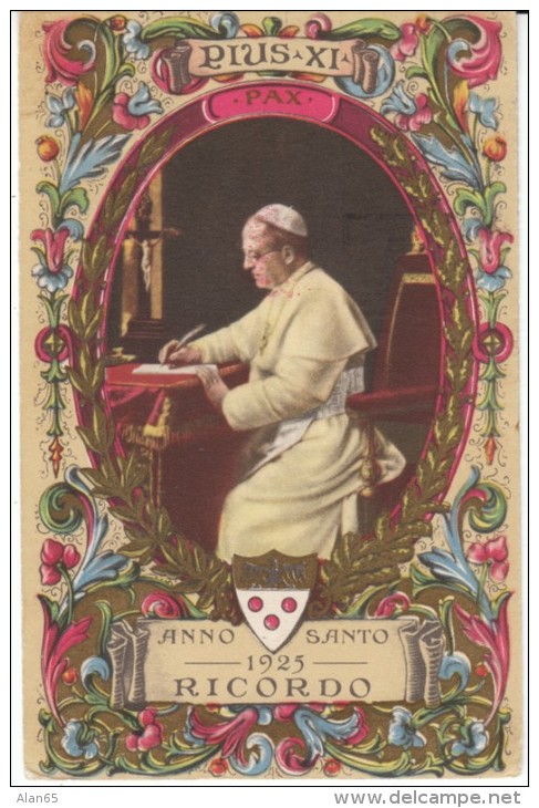 Pope Pius XI, Pope Catholic, Religious Leader, Writing At Desk, C1920s Vintage Postcard - Popes