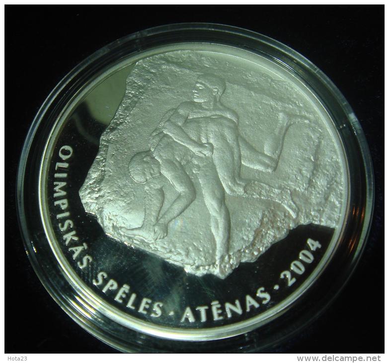 (!) LATVIA ; SILVER PROOF 1 LATS COIN 2002 YEAR ATHENS 2004 OLYMPIC GAMES  Proof - Lettonie