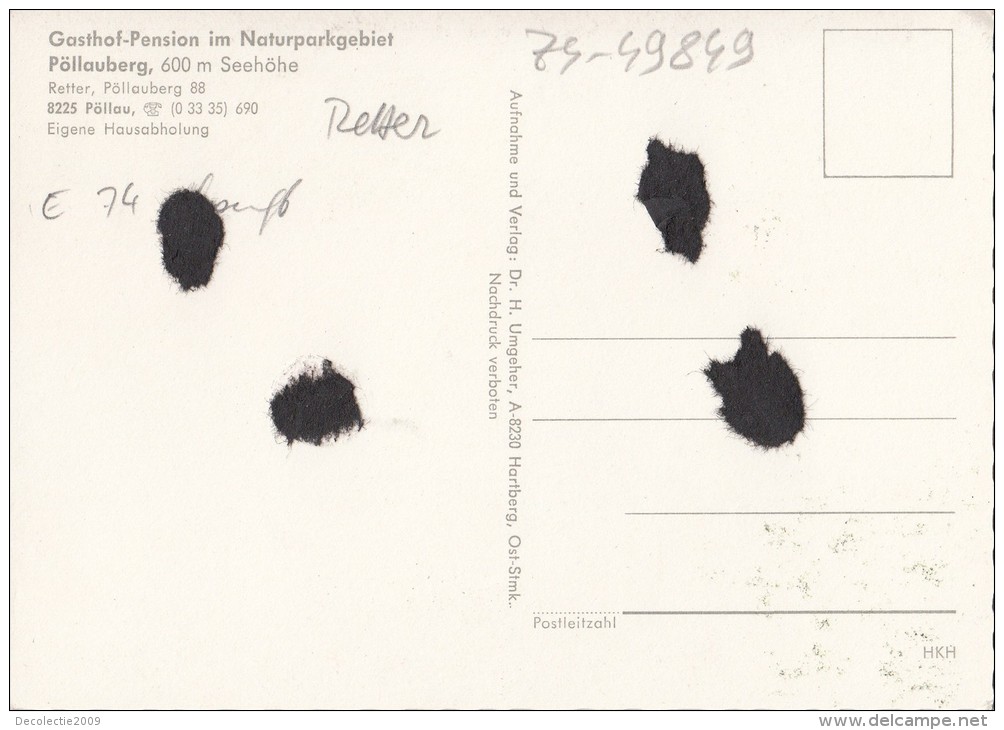 ZS49859 Gasthof Pension Im Naturaparkgebiet Pollauberg    Restaurant   2 Scans - Pöllau