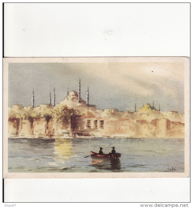 ISTANBUL-STAMBOUL (Turquie)  Mosquée Sultan Ahmet  - Dessin -Dessinée - Signée Kudri - VOIR 2 SCANS - - Turquia