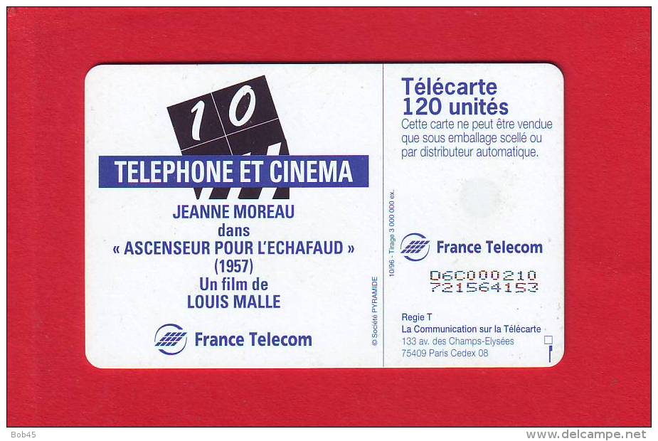 376 - Telecarte Publique Telephone Et Cinema 10  Jeanne Moreau (F700) - 1996