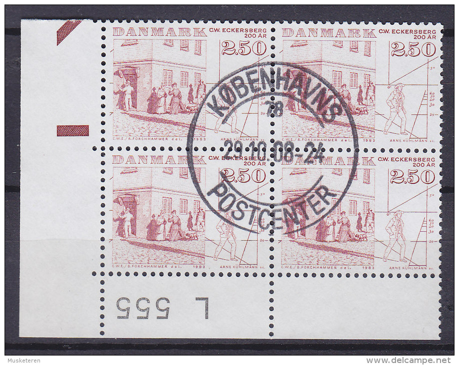 Denmark 1983 Mi. 791    2.50 Kr Eckersberg, Maler Rand Margin "L 555" 4-Block !! - Blocks & Sheetlets