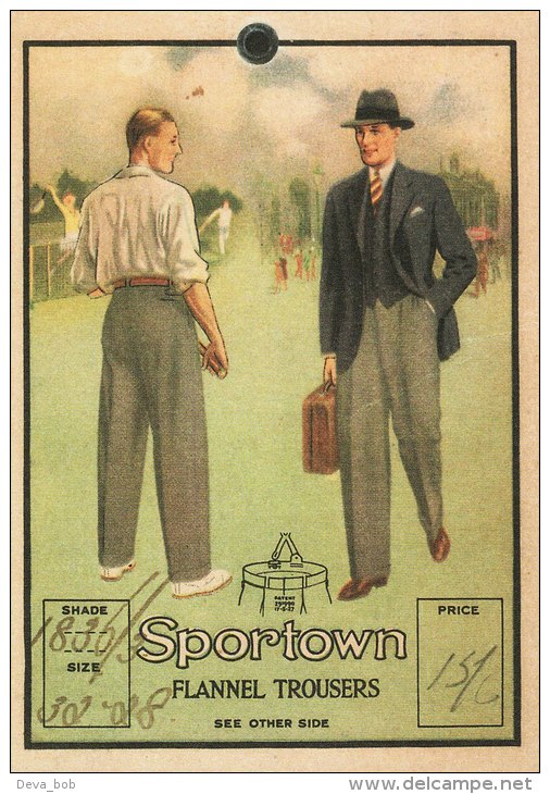 Price Ticket Label Sportown Flannel Trousers Tennis Cricket Replica - Werbung