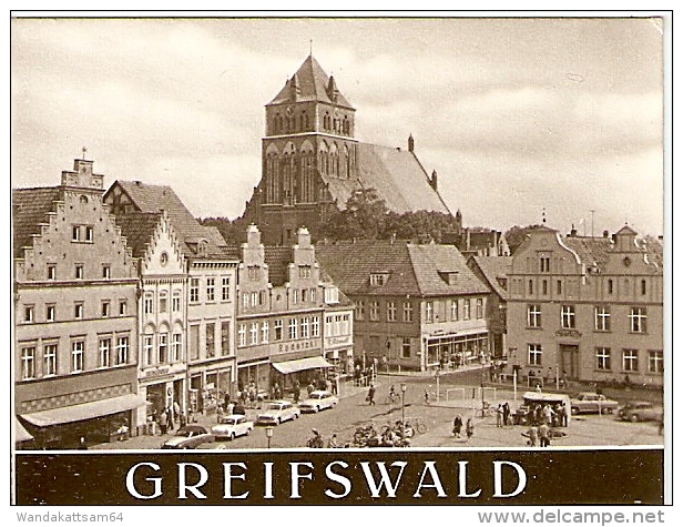 AK 5008 GREIFSWALD Mehbildkarte 3 Bilder Rubenow-Denkmal Und St. Nikolaikirche Markt Fischereihafen 2.8.72 - Greifswald