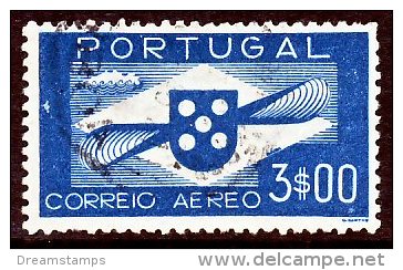 !										■■■■■ds■■ Portugal Air Post 1936-41 AF#04ø Aviation 3$00 VFU (x2167) - Usado