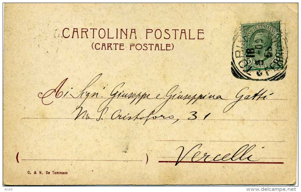 TORINO - PIAZZA S. CARLO E MONUMENTO EMANUELE FILIBERTO - VG 1909 XVERCELLI ORIGINALE D´EPOCA 100% - Places & Squares