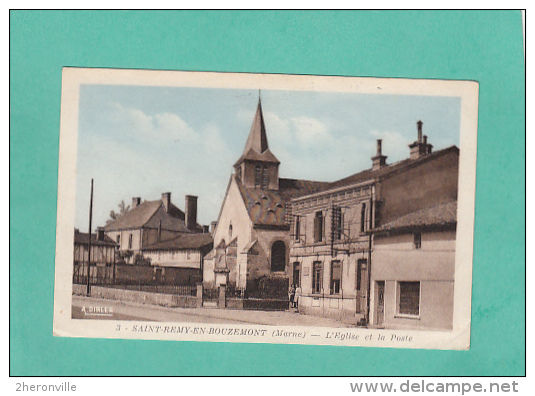 CPA - 51 - SAINT REMY EN BOUZEMONT - 3. L'église Et La Poste - Cliche Dirler - Saint Remy En Bouzemont
