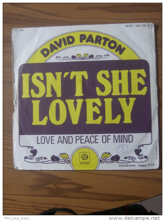 MUSIQUE - VINYL 45 TOURS - DAVID PARTON - ISN´T SHE LOVELY / LOVE AND PEACE OF MIND - DISTRIBUTION VOGUE - 1978 - BON ET - Disco, Pop