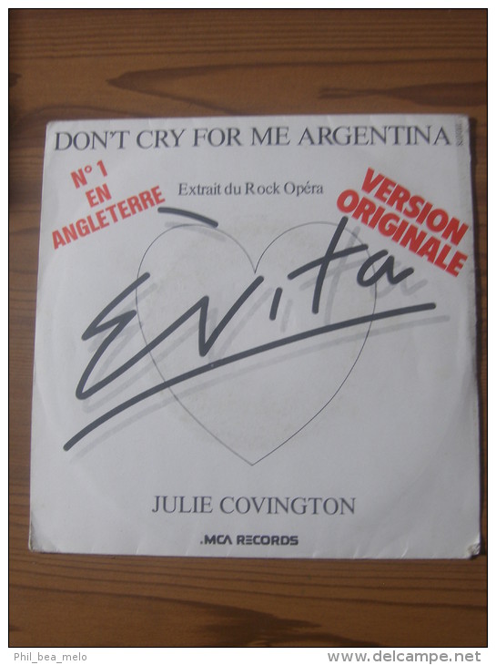 MUSIQUE - VINYL 45 TOURS - JULIE COVINGTON - DON´T CRY FOR ME ARGENTINA / RAINBOW HIGH - 1978 - BON ETAT - Disco, Pop